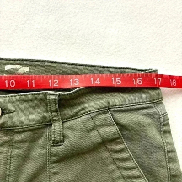 Seven7 Green Military Utility Ankle Stretch Midrise Ankle Skinny Pants Size 12 - Picture 14 of 16